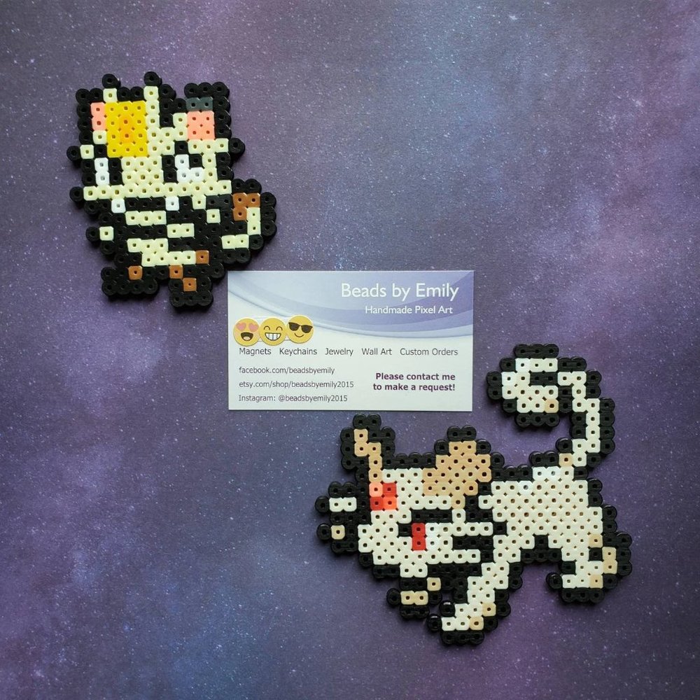 Meowth & Persian Pokemon Fridge Magnets - Handmade Home Decor - Game Room